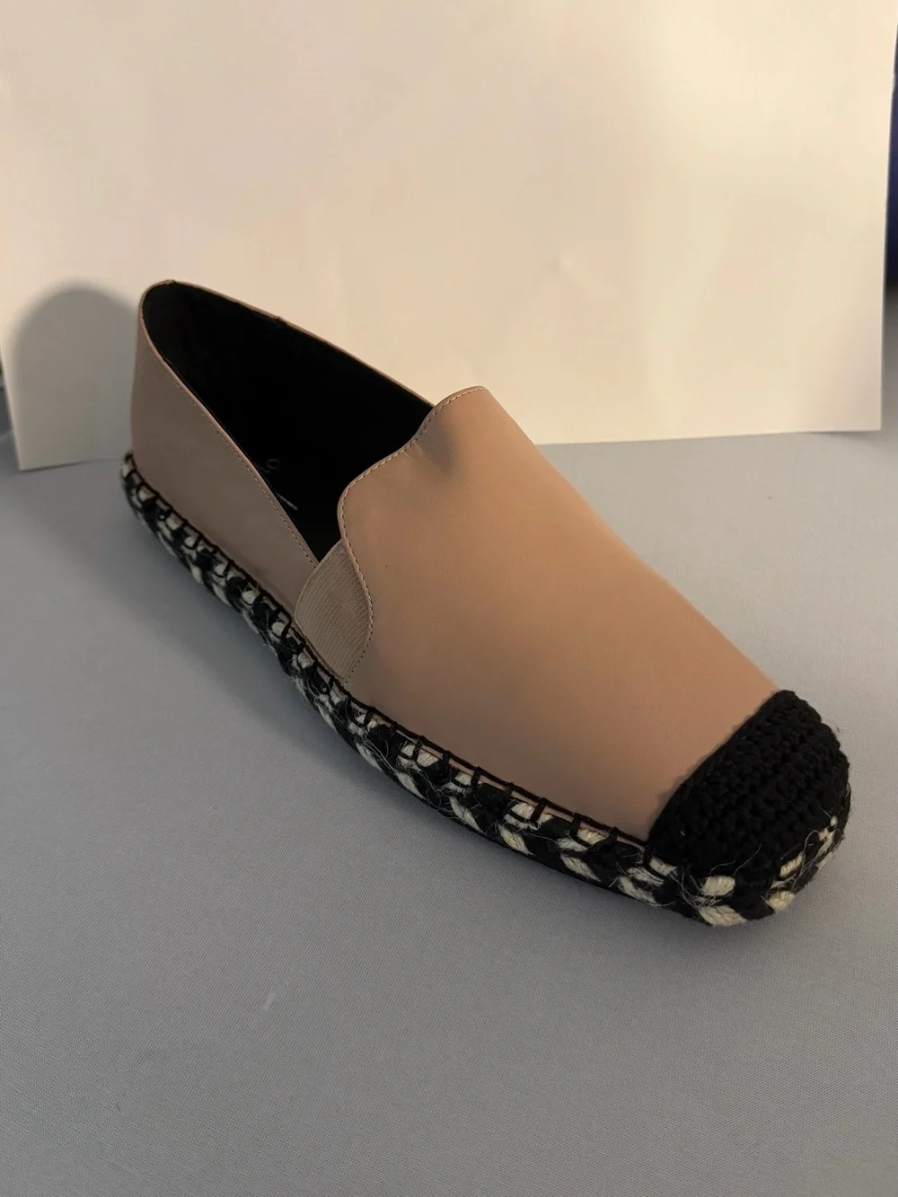 Paolo Taupe Espadrille Loafer with Black Crocheted Toe